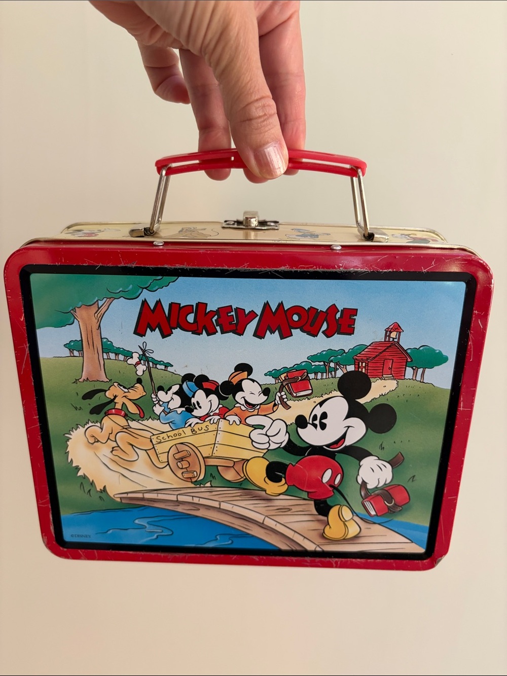 Disney Mickey Mouse Red and Black metal:Tin Lunchbox with Classic Cartoon Art